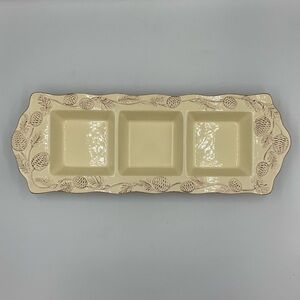 October Hill Beige 3 Section Divided Relish Hors d’oeuvre Dish
